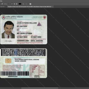 Bangladesh Driver License Psd Template version 2 - isolated background mockup