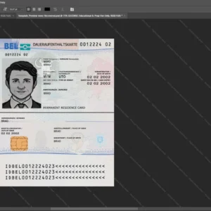 Belgium Residence Permit Id Card Psd Template version 1 - fully editable photoshop layers