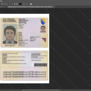 Bosnia And Herzegovina Id Card Psd Template version 2 - high definition print standard
