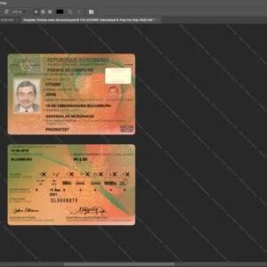 Burundi Driver License Psd Template version 1 - digital restoration project file