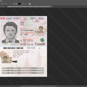 Canada Residence Permit Id Card Psd Template version 2 - blank template for editing data