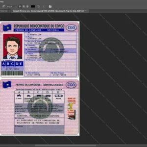 Congo Driver License Psd Template version 2 - layered smart object structure
