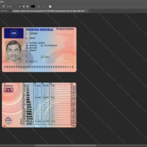 Croatia Driver License Psd Template version 2 - photorealistic shadow details