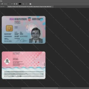 Croatia Id Card Psd Template version 1 - sample view of editable text fields