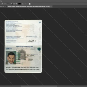 France Passport Psd Template version 2 - customizable identity template view
