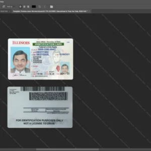 Usa Illinois Id Card Psd Template version 1 - printable document prop template