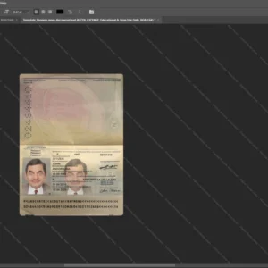 Andorra Passport Psd Template version 1 (2016-present) - sample view of editable text fields