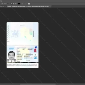 Uganda Passport Psd Template Version 1 2023 Present Photolook v1 - blank template for editing data