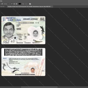 Usa North Carolina Driver License Psd Template version 2 (2024-present) - printable document prop template