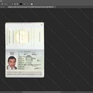 Eritrea Passport Psd Template version 1 - customizable identity template view