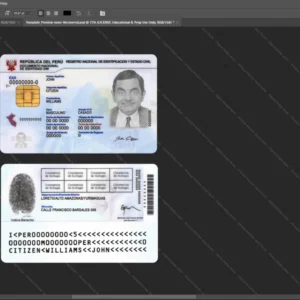 Peru Id Card Psd Template version 2 - customizable identity template view