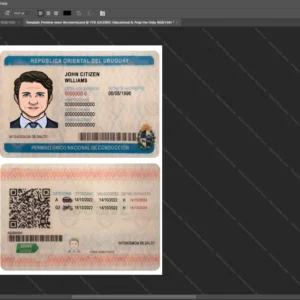 Uruguay Driver License Psd Template version 1 - cinematic prop for movie production