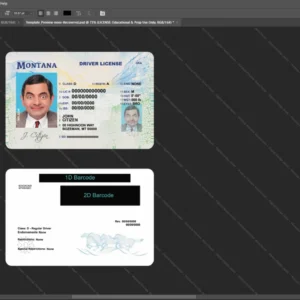 Usa Montana Driver License Psd Template version 1 - detailed close-up of paper texture