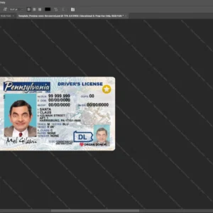 Usa Pennsylvania Driver License Psd Template version 1 - cinematic prop for movie production