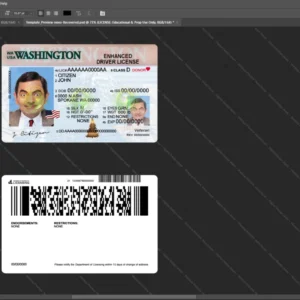 Usa Washington Driver License Psd Template version 2 - fully editable photoshop layers