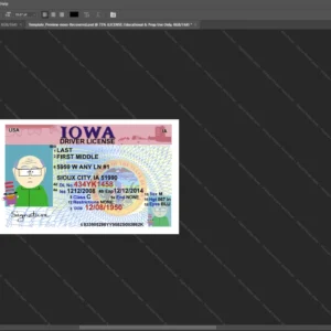Iowa Driver License Psd Template version 1 - vector based ui elements