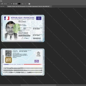 France Id Card Psd Template version 2 - fully editable photoshop layers