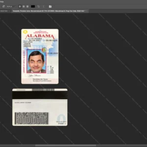 Usa Alabama Id Card Psd Template version 1 (under 21) - printable document prop template