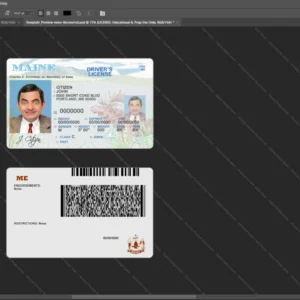 Usa Maine Driver License Psd Template version 1 - high definition print standard
