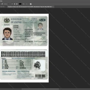 Lesotho Driver License Psd Template version 1 - graphic resource for digital artists