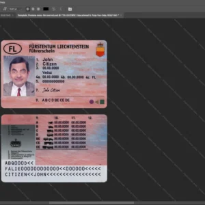 Liechtenstein Driver License Psd Template version 1 - layered smart object structure