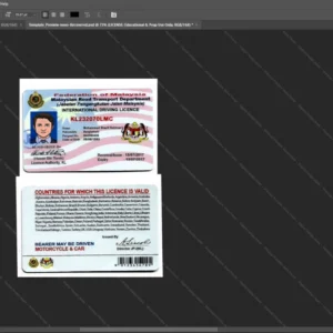 Malaysia Driver License Psd Template version 2 - printable document prop template