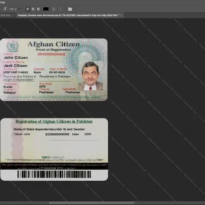 Afghanistan Citizen Proof Of Registration Id Card Psd Template version 1 - graphic resource for digital artists