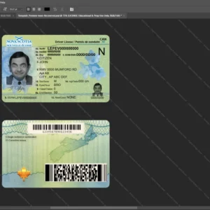 Canada Nova Scotia Driver License Psd Template version 1 - cinematic prop for movie production
