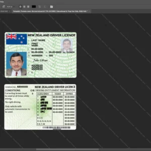New Zealand Driver License Psd Template version 1 - layered smart object structure