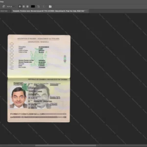 Zambia Passport Psd Template version 1 - official style layout concept