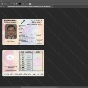 Morocco Driver License Psd Template version 1 - isolated background mockup