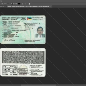 Mozambique Driver License Psd Template version 1 - high definition print standard