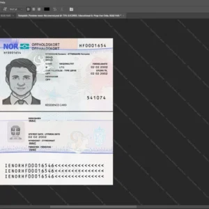 Norway Residence Permit Id Card Psd Template version 1 - detailed close-up of paper texture