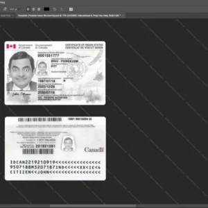 Canadaindian Id Card Psd Template version 1 - high definition print standard