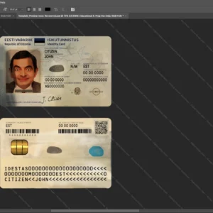 Estonia Id Card Psd Template version 3 - printable document prop template