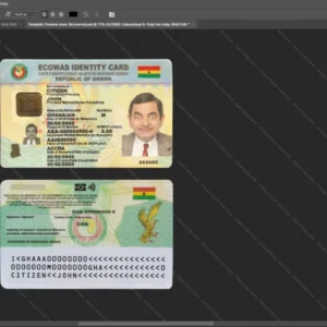 Ghana Id Card Psd Template version 1 - cinematic prop for movie production