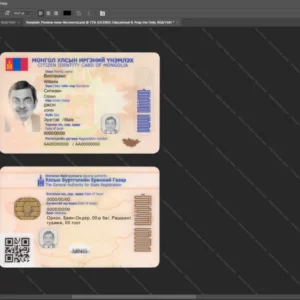 Mongolia Id Card Psd Template version 1 - blank template for editing data