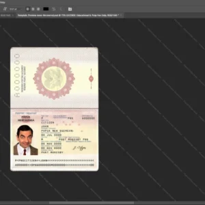 Papua New Guinea Passport Psd Template version 1 - official style layout concept