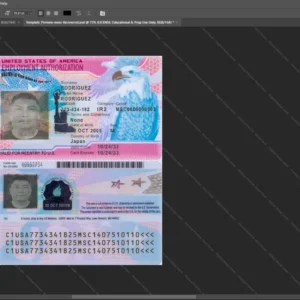 Usa Employment Id Card Psd Template version 1 - printable document prop template