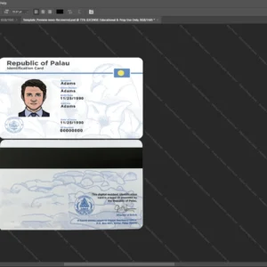 Palau National Id Card Psd Template version 1 - detailed close-up of paper texture