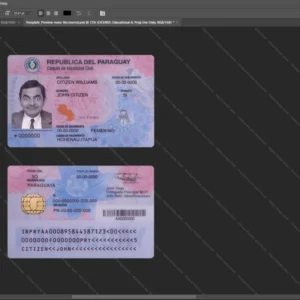 Paraguay Id Card Psd Template version 2 (2023-present) - vector based ui elements