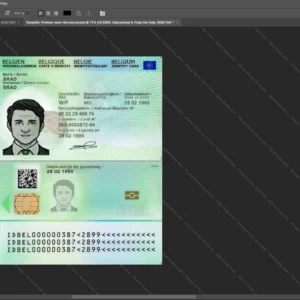 Belgium Id Card Psd Template version 4 (2021-present) - photorealistic shadow details