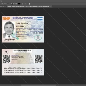 Honduras Id Card Psd Template version 2 - professional graphic design asset