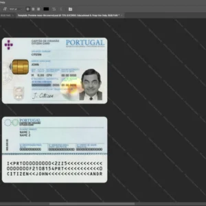 Portugal Id Card Psd Template version 1 - cinematic prop for movie production