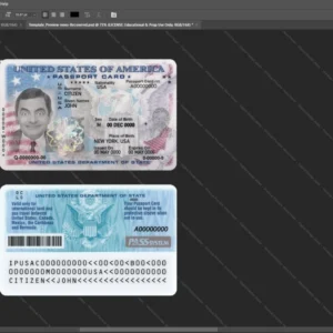 Usa Passport Id Card Psd Template version 1 - customizable identity template view