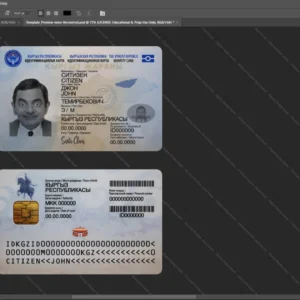 Kyrgyzstan Id Card Psd Template version 2 - printable document prop template