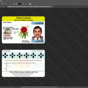 Australia New South Wales Driver License Psd Template version 1 - high definition print standard
