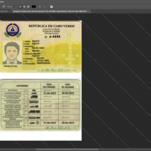 Cabo Verde Driver License Psd Template version 1 - fully editable photoshop layers