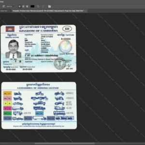 Cambodia Driver License Psd Template version 1 - layered smart object structure