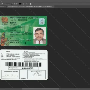 Papua New Guinea Driver License Psd Template version 2 - detailed close-up of paper texture
